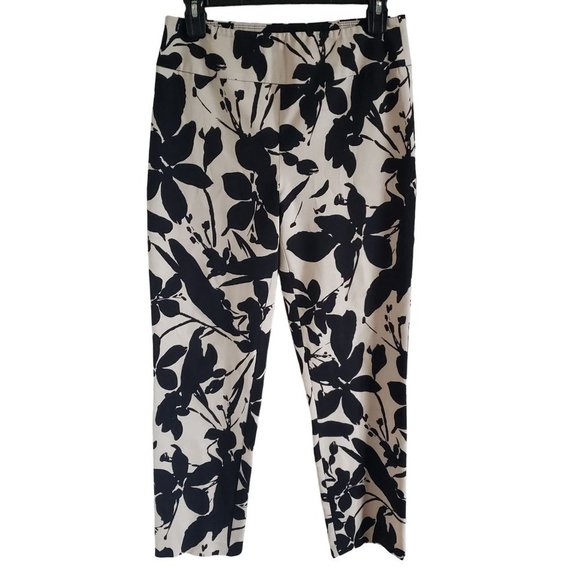 Joseph Ribkoff Pants - Joseph Ribkoff Women Size 8 Cream & Black Floral Pull On Pant Straight leg